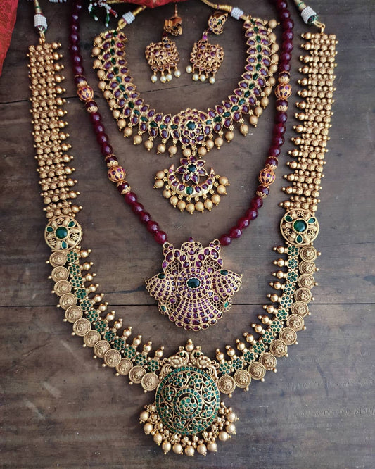 Diamond look Kemp Bridal Necklace Set